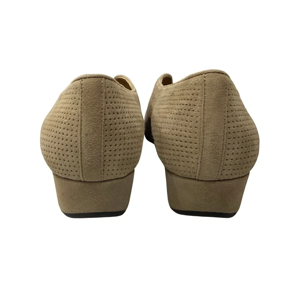 Vaneli Suede Wedge Loafers Beige‎ Women 9M Casual Neutral Comfort Slip On Shoes